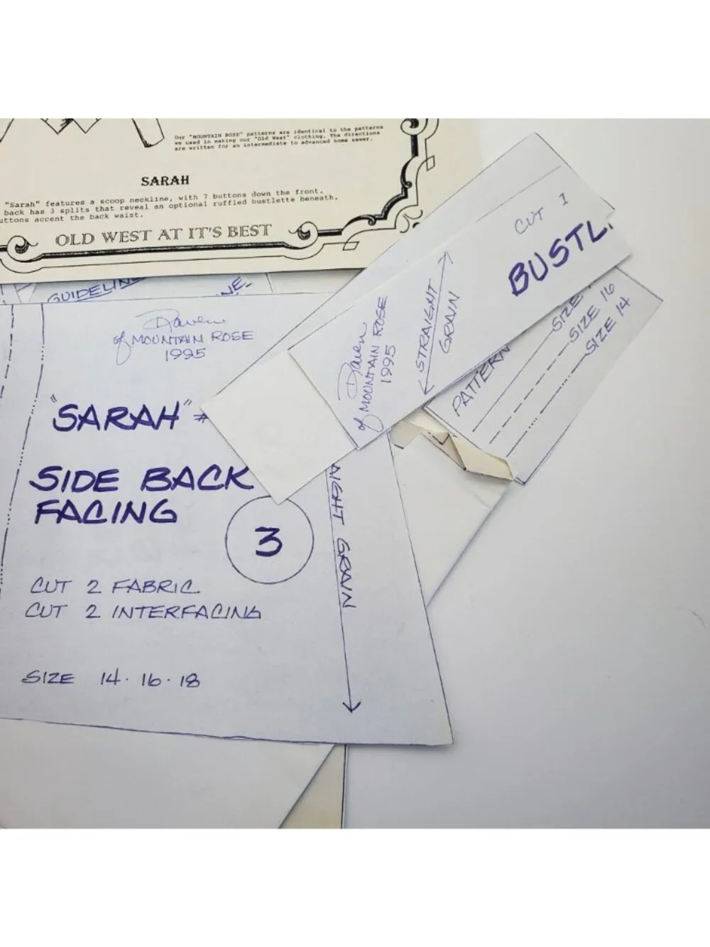 Mountain Rose Sarah Old West Clothing Patterns Sizes 14 16 18 Paper Vintage